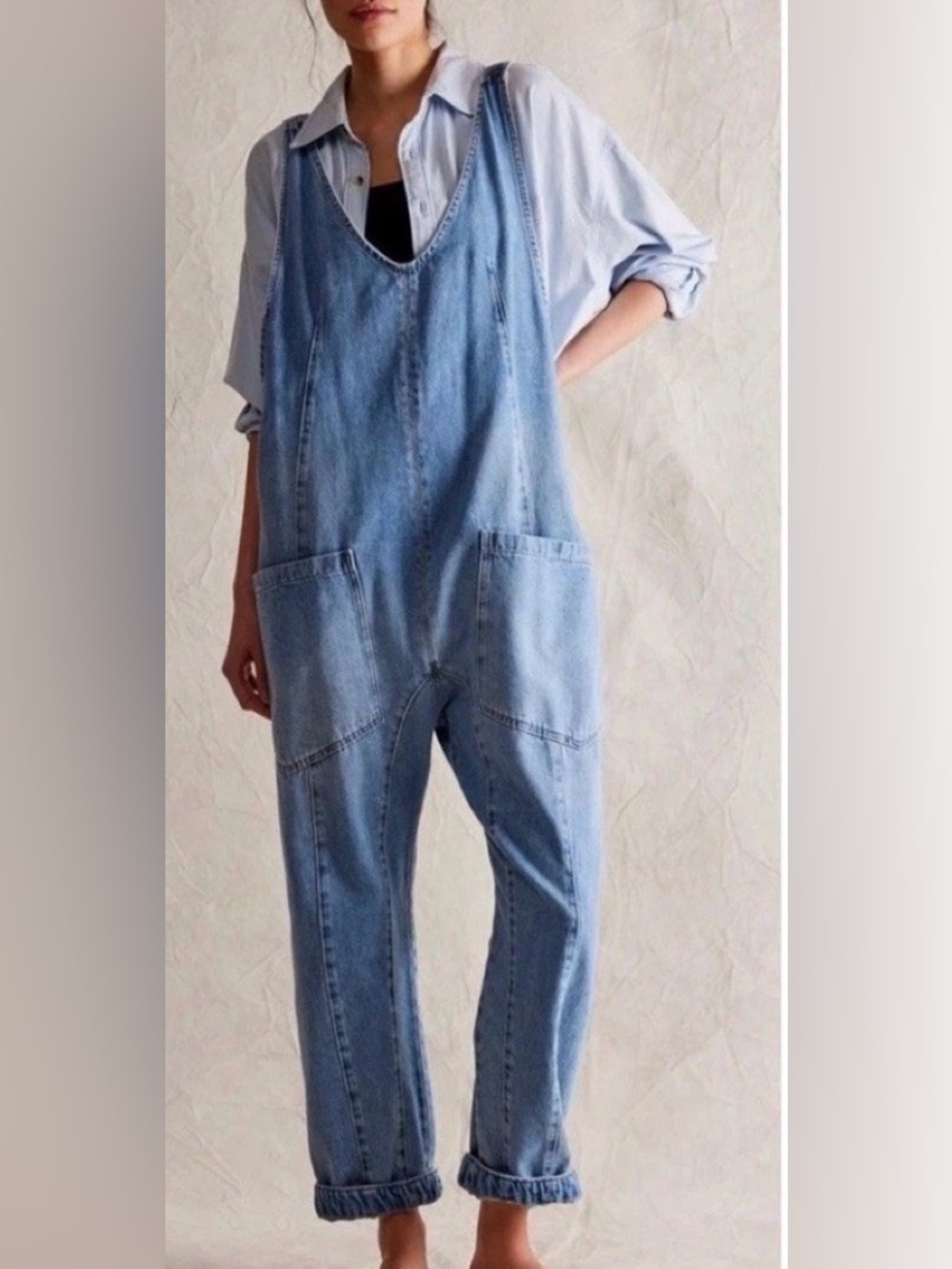 Free People High Roller Denim Jumpsuit
Large Like New L